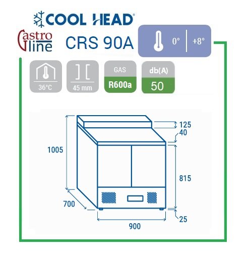 kjølebenk 2 dører CRS90 med garnityrrenne kjølebenk 2 dører CRS90 med garnityrrenne – Cool Head