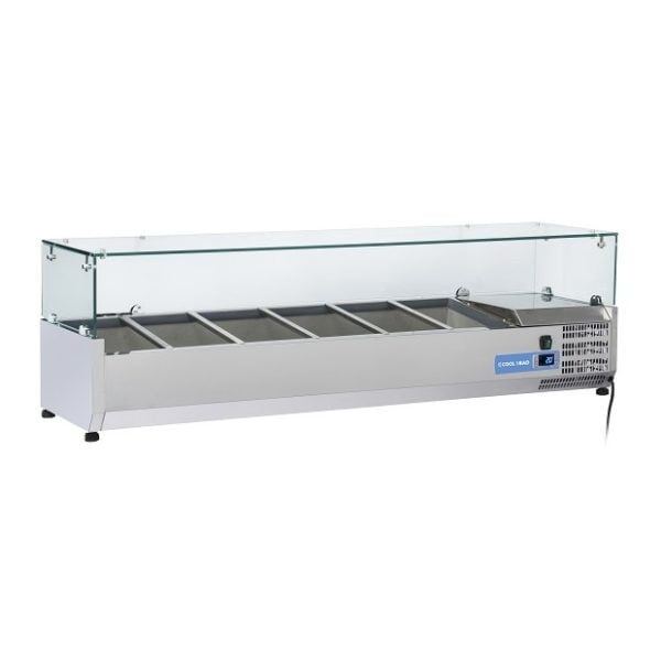 Kjølerenne 150 cm. 5x GN1/3 + 1xGN1/2 – Kjølerenne med glasstopp for GN1/3 og mest kantine størrelser