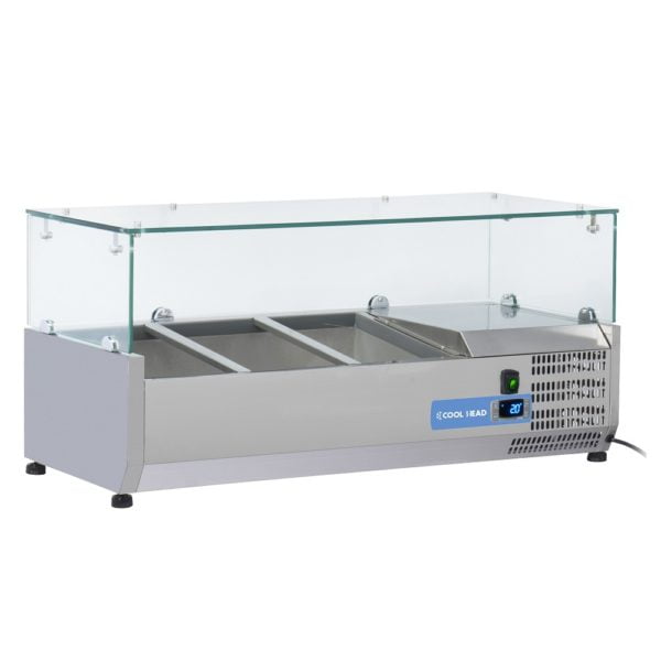 Kjølerenne 120 cm. 3x GN1/3 + 1xGN1/2 Kjølerenne 120 cm. 3x GN1/3 + 1xGN1/2 – Kjølerenne med glasstopp for GN1/3 og mest kantine størrelser
