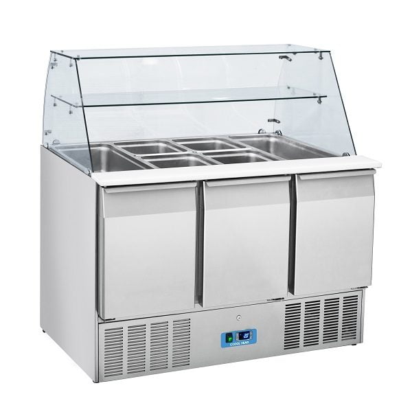 Saladette 3 dører med glassoverbygg CRQ93A saladette