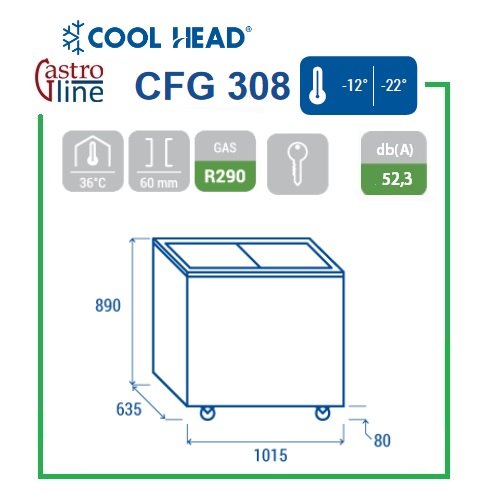 Fryseboks med skyvelokk 300 l / CFG308 Fryseboks med skyvelokk 300 l / CFG308 – Cool Head