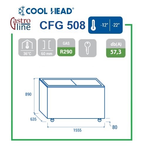 Fryseboks med skyvelokk 500 l / CFG508 Fryseboks med skyvelokk 500 l / CFG508 – Cool Head