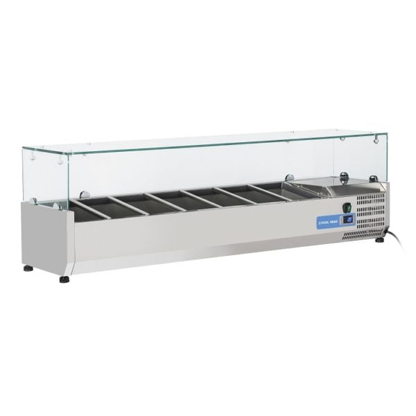 Kjølerenne 150 cm. 7x GN1/4 – Kjølerenne med glasstopp for GN1/4