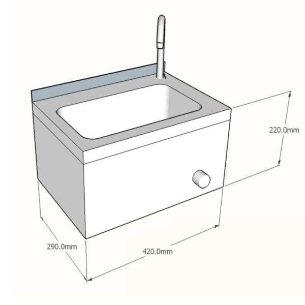 Håndvask med knebetjening 40×29,5 cm Håndvask med knebetjening 40×29,5 cm – Håndvask