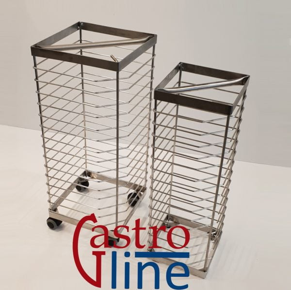 Pizzastativ med gummiføtter og hjul 10x Ø40 panner – Pizzapanne / Pizzascreen