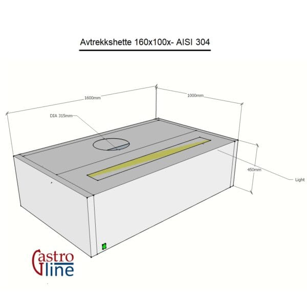 Avtrekkshette Kasse 160×100 cm Innebygd dekket belysning – Avtrekkshette kasse - Premium
