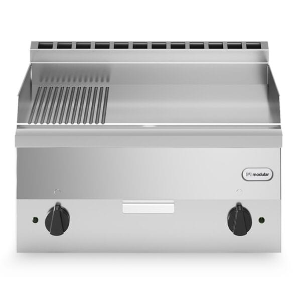 Flatgrill 2 soner Slett / Rillet topplate Modular 60×60 cm – Flatgrill - Elektrisk flatgrill