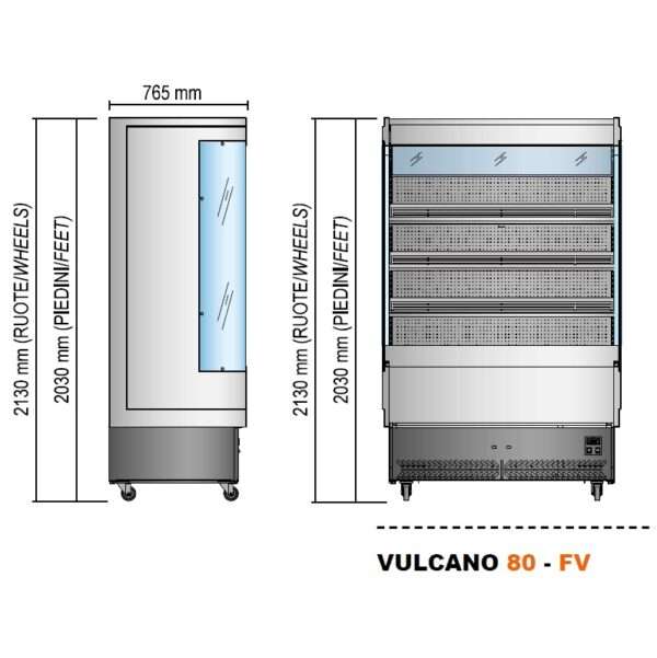 Kjølereol Vulcano FV80 Frukt og grønnsaker Temperatur +6°C / +8°C – Kjølereoler og frysereoler