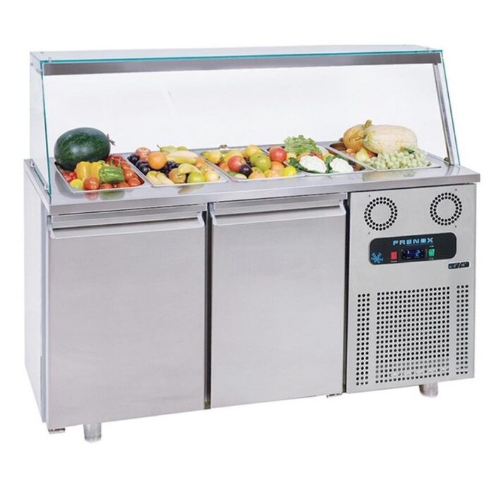 Saladette 2 dører med glassoverbygg 4x GN-1/1