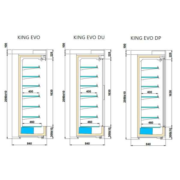 Kjølereol KING EVO Temperatur +1°C / +10°C Dybde 84 Høyde 205 cm – Igloo
