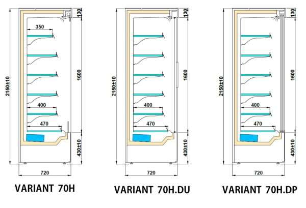 Kjølereol VARIANT 70H Temperatur +1°C / +10°C Dybde 72 Høyde 215 cm – Igloo